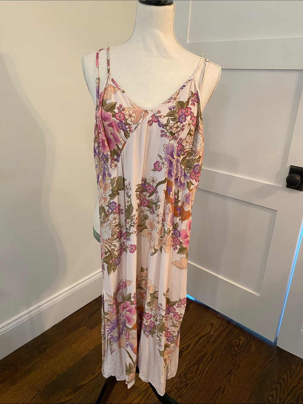 Spell Floral Slip Dress in Blush Pink and Green